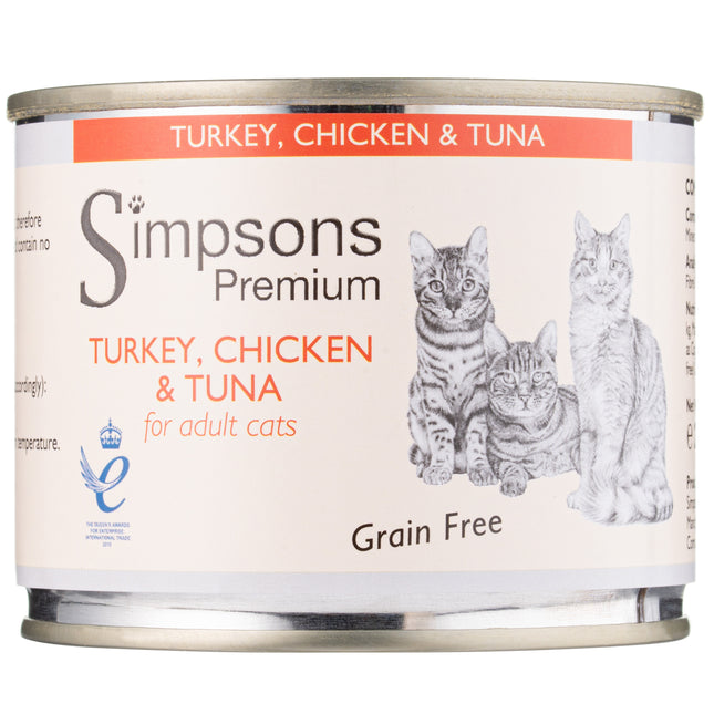 Simpsons Premium Cat Turkey, Chicken & Tuna - grain-free wet food for cats, turkey, chicken, and tuna