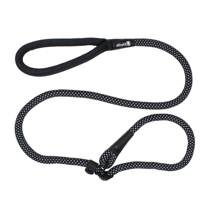 Alcott Adventure Slip Rope Leash 150cm Black - reflective rope leash for dogs, black