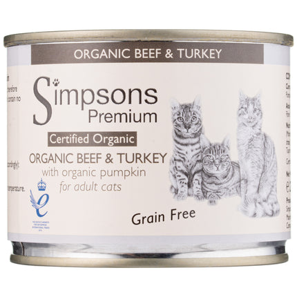 Simpsons Premium Cat Organic Beef & Turkey - grain-free wet food for cats, beef, turkey, pumpkin