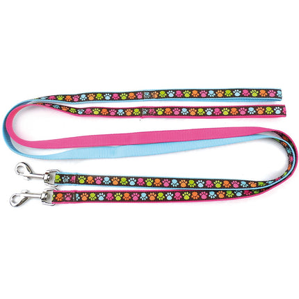 Record Zampine Leash - dog leash with colorful paw prints