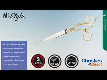 Groom Professional Mi - Style Hitachi Scissors - professional, sharp straight scissors with a rotating thumb, Japanese steel