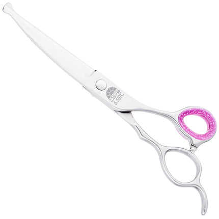 Kenchii Love Curved Safety Scissors - safe grooming scissors with an ergonomic handle, curved