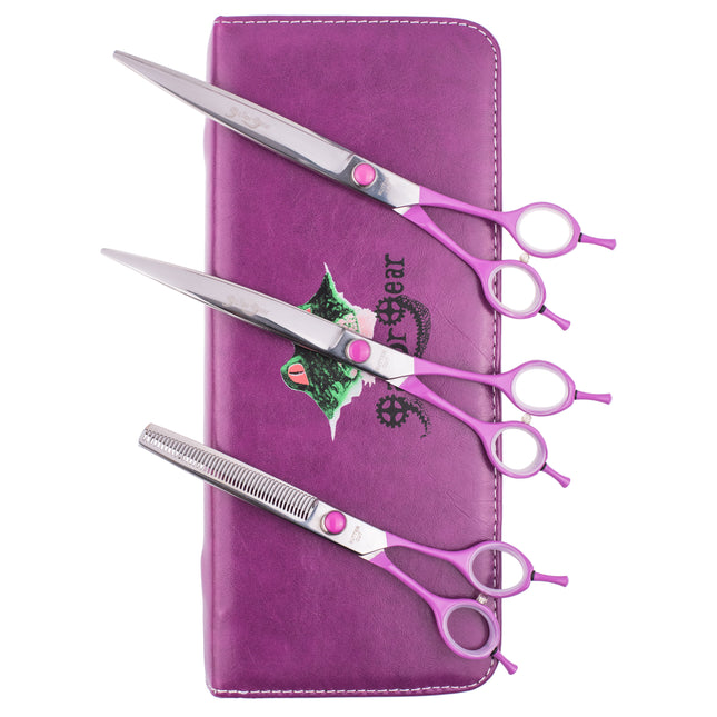 Geib Gator Gear Set - professional scissors and thinning shears set with curved handles, 3 pieces