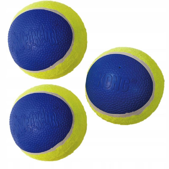 KONG Ultra SqueakAir Ball M (6cm) 3pcs - reinforced tennis ball for dogs, fetch toy with squeaker