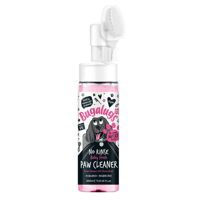 Bugalugs No Rinse Baby Fresh Paw Cleaner - dog paw cleaning foam, no rinsing required, powder scent