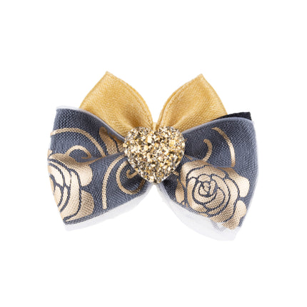 Blovi Bow Glamour satin bow with a golden rose motif