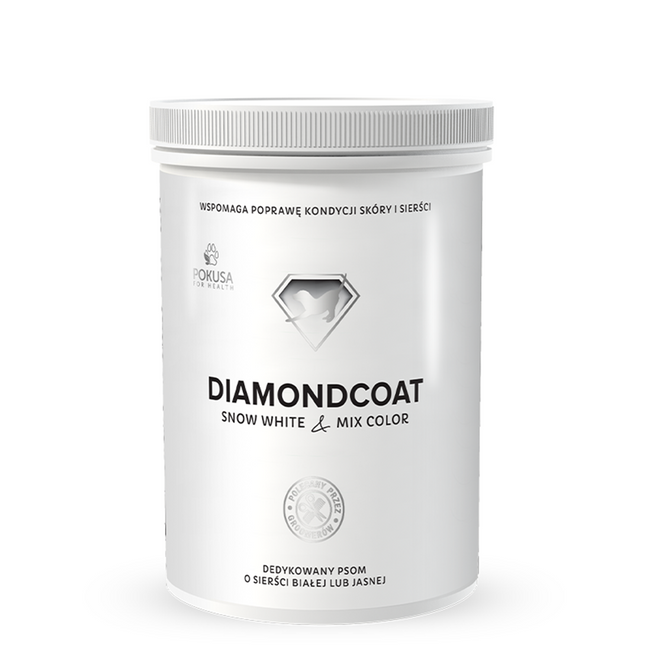 Pokusa DiamondCoat SnowWhite & MixColor - natural formula enhancing and brightening the coat color of dogs