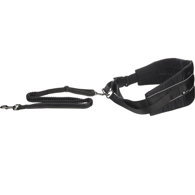 Flamingo CaniCross Jogging Leash - cushioned leash and wide running belt for jogging with your dog, black