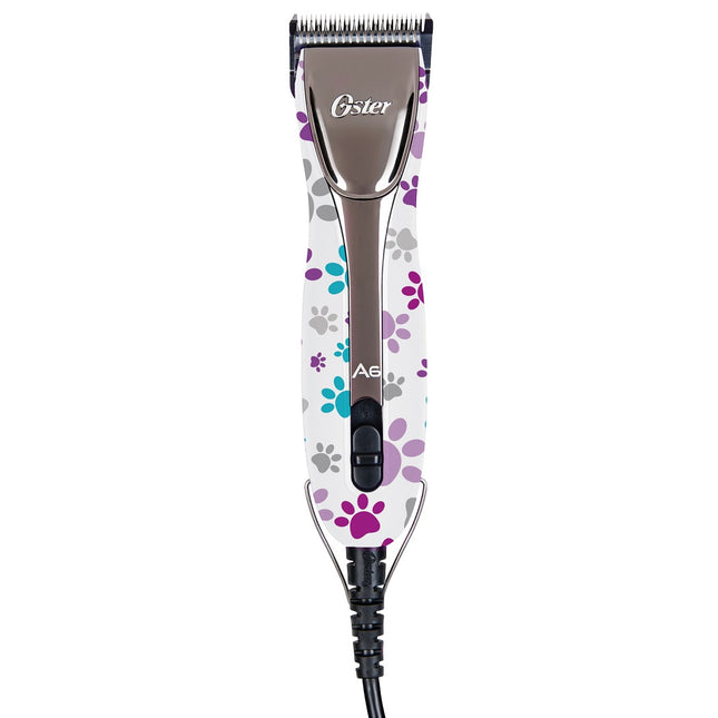 Oster A6 Slim 3-Speed Clipper Paw Print - professional three-speed pet grooming clipper in colorful paw design - With a blade (1.6mm)