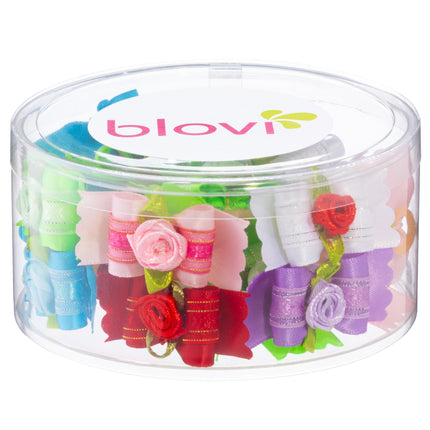 Blovi Bows 25 pcs - elegant bows for dogs with a rose, on an elastic band