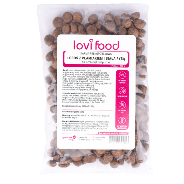 Lovi Food Salmon with Pollock and White Fish - Sample Grain-Free Dog Food for White Breed Puppies