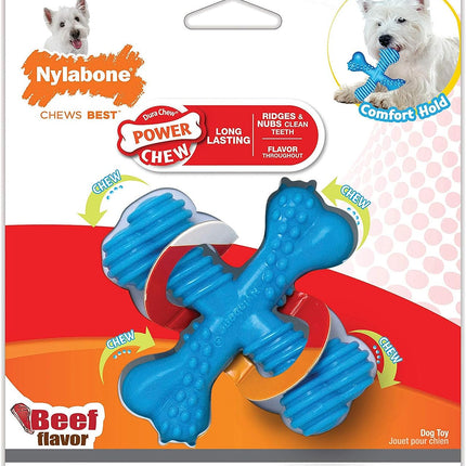 Nylabone Extreme X Shaped Beef Chew - tough chew toy for dogs, beef flavor