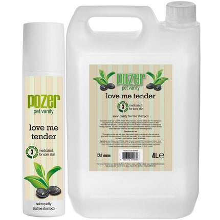 Pozer Love Me Tender Shampoo - tea tree oil shampoo for dogs with skin issues, concentrate 1:12