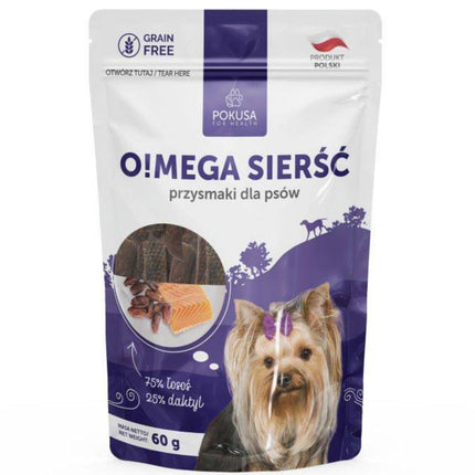 Pokusa Natural Holistic O!mega Coat - grain-free treats for dogs that support health and appearance of dog fur.