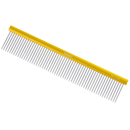 Madan Professional Light Comb - professional, large comb with an aluminum handle and medium spacing of teeth, long pins 35mm