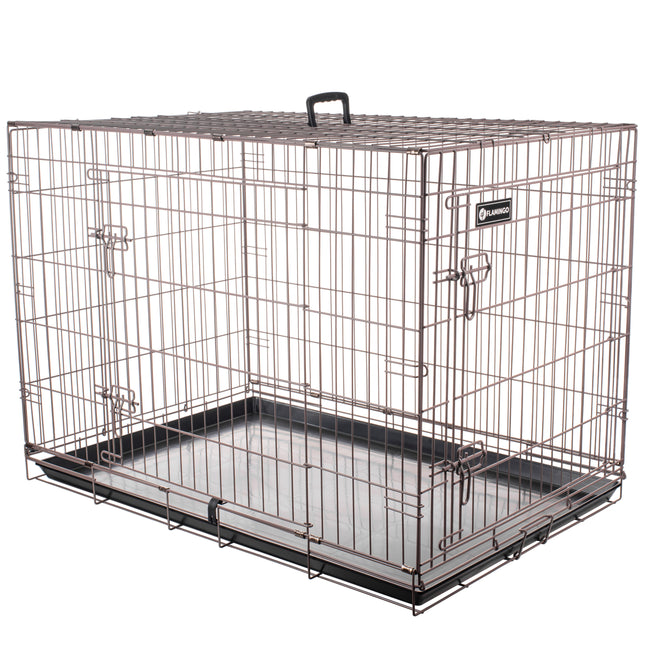 Flamingo Ebo Taupe - metal dog crate, XXL