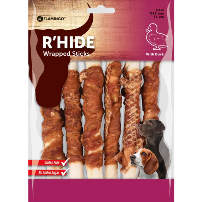 Flamingo R'hide Sticks Duck - dog treats, small sticks wrapped in duck