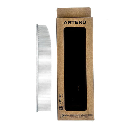 Artero Cornerless Volume Comb - large metal comb with mixed tooth spacing, unilaterally rounded