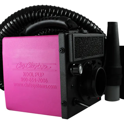 Chris Christensen Kool Pup Dryer 1000W - quiet, lightweight, and portable table dryer with adjustable airflow - pink