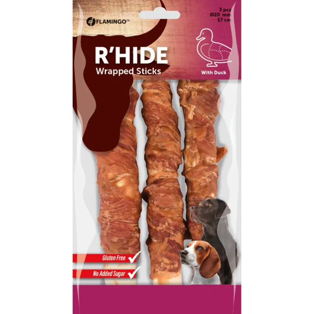 Flamingo R'hide Sticks Duck - dog treats, sticks wrapped in duck