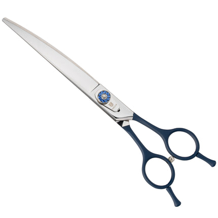 Jargem Curved Scissors - curved grooming scissors with decorative screw, navy blue