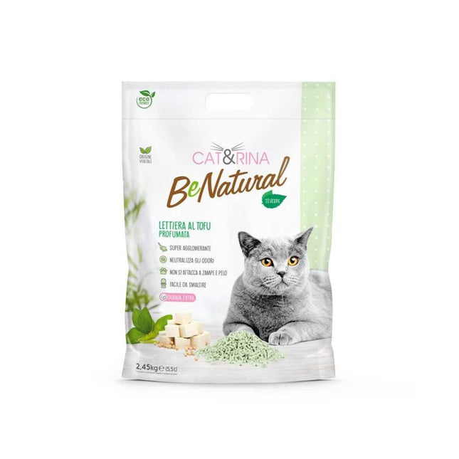 Cat&Rina BeNatural Tofu Litter Tea - plant-based scented litter for cats, clumping, biodegradable pellets - 5.5L (2.45kg)