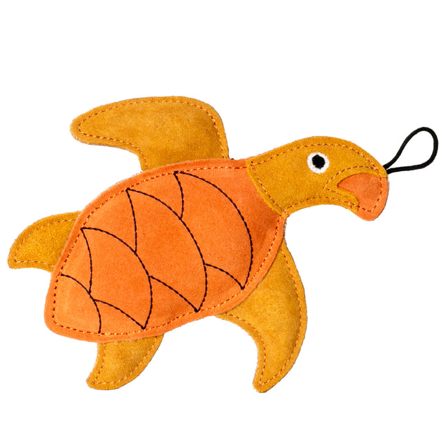 Kiwi Walker Leather Toy Turtle - natural leather dog toy, turtle