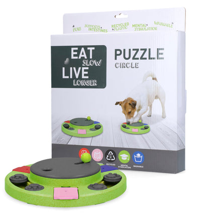 Eat Slow Live Longer Puzzle Circle - dog intelligence toy, round