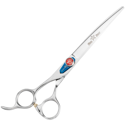 Kenchii Five Star Offset Left Curved Scissors - grooming scissors for left-handed users, curved, offset