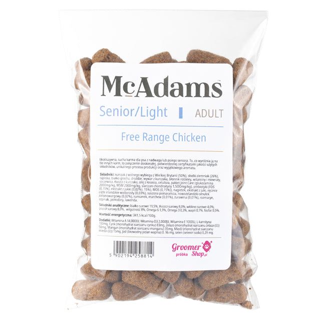 McAdams Senior/Light Free Range Chicken - baked dog food for overweight and senior dogs, free-range chicken - sample