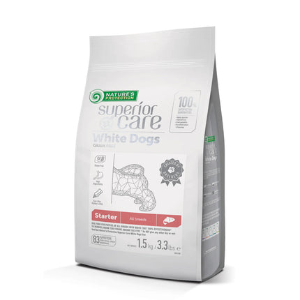 Nature’s Protection Superior Care White Dogs Starter All Breeds Salmon - starter food for white puppies of all breeds, with salmon