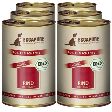 Escapure Beef Organic - organic wet food for dogs, beef with vegetables and herbs