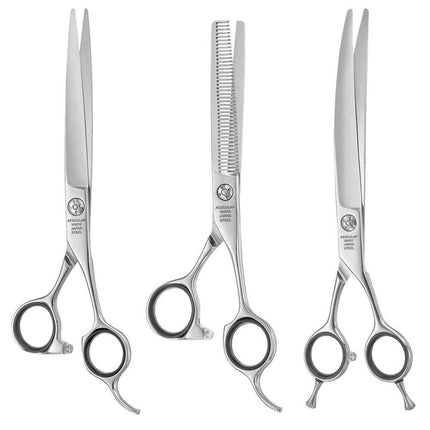 Aesculap VH015C Set - scissor set: single-sided thinning scissors 6 inches + straight scissors 7 inches + curved scissors 7.5 inches in a case