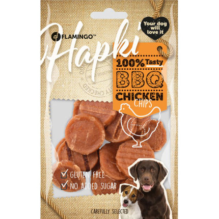 Flamingo Hapki BBQ Chicken Chips - single-protein treats for dogs, chicken slices