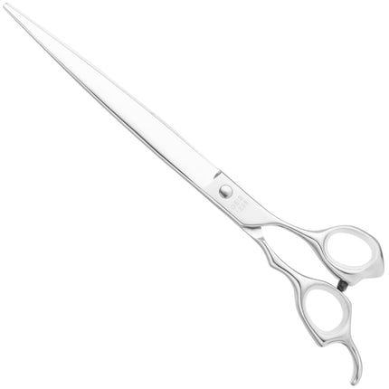 Geib Kiss Silver Pink Straight Scissors - high-quality straight scissors with micro-grinding and silver finish