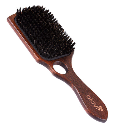 Blovi Wood Brush - extra large wooden brush with natural bristles and a finger hole, for breeds with short and/or fine hair