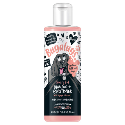 Bugalugs Luxury 2in1 Papaya & Coconut Shampoo - shampoo with conditioner for dogs, cleanses and nourishes