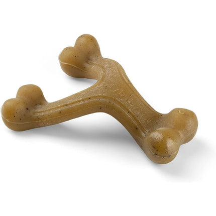 Nylabone Gourmet Wishbone Bacon - durable chew toy for dogs, intense bacon flavor