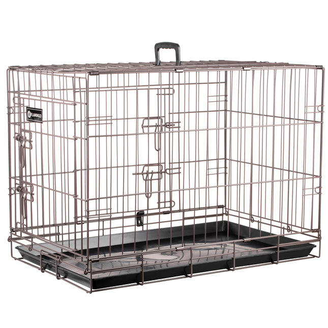 Flamingo Ebo Taupe - metal dog crate, M: