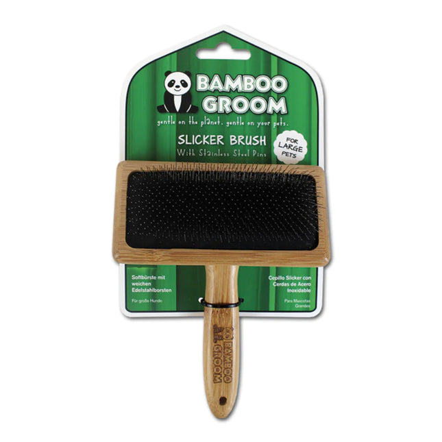 Bamboo Groom Slicker Brush - bamboo slicker brush for large breed dogs and cats