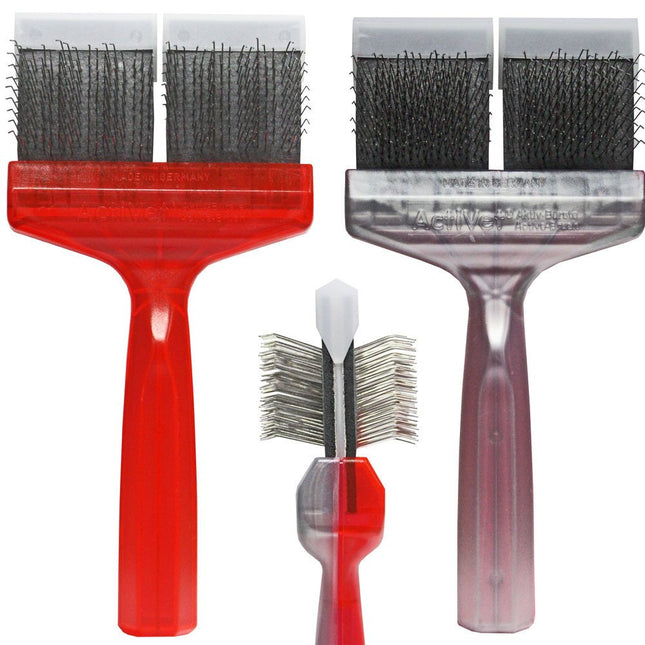 ActiVet Duo Plus UnderCoater 2-in-1 - two brushes in one, dual-sided and flexible brush for removing tangles and undercoat, for long-haired and thick-coated breeds.