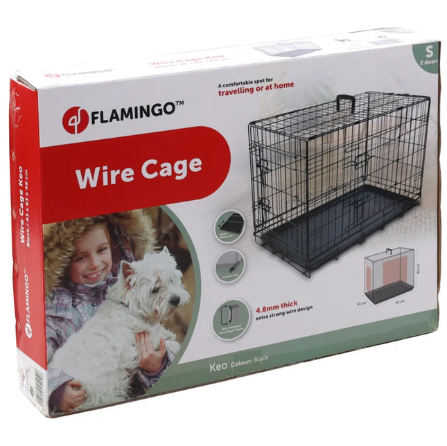 Flamingo Keo - metal dog crate, S: