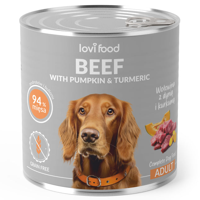 Lovi Food Beef with Pumpkin - wet dog food with beef, pumpkin, and turmeric - 24x