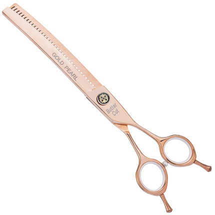 Geib Gold Pearl Curved Chunker 7.5 - single-sided curved thinning shears, 35 teeth, in an elegant gold color