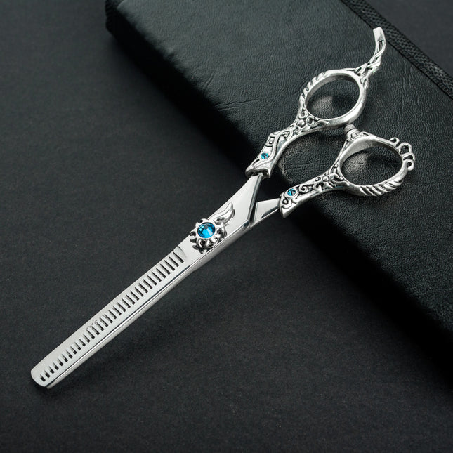 Excalibur Shears Poseidon Silver Thinner - elegantly decorated single-sided thinning shears, 32 teeth