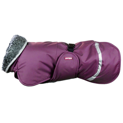 Toppa Pomppa Harness Jacket - very warm winter coat for dogs, with a harness opening, plum color