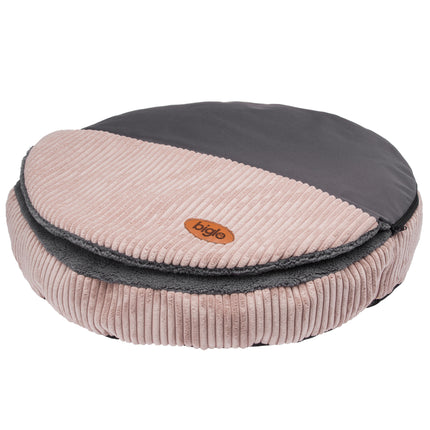 Biglo Cleo Pink - corduroy dog bed with cover, pink - gray