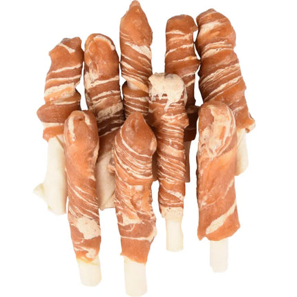 Flamingo Wrapped R'hide Sticks Chicken & Fish - aromatic treats for dogs with chicken and cod