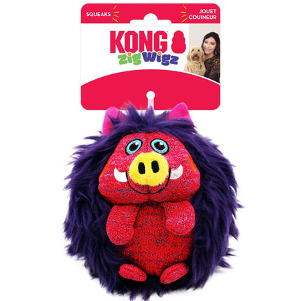 KONG ZigWigz Warthog M - furry plush toy for dogs, warthog with a unique texture, with a squeaker