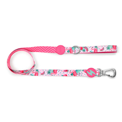 Dashi Flamingo Leash 120cm - urban tape leash for dogs, flamingo pattern